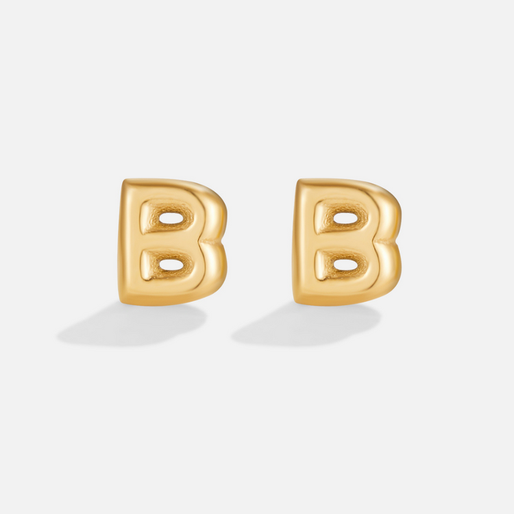 Gold Bubble Letter Earrings