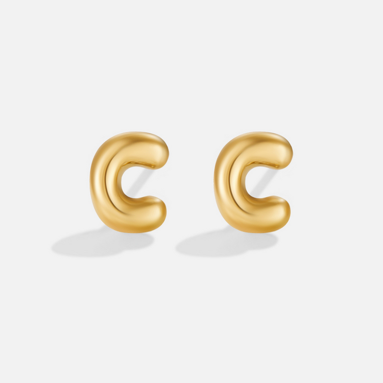 Gold Bubble Letter Earrings