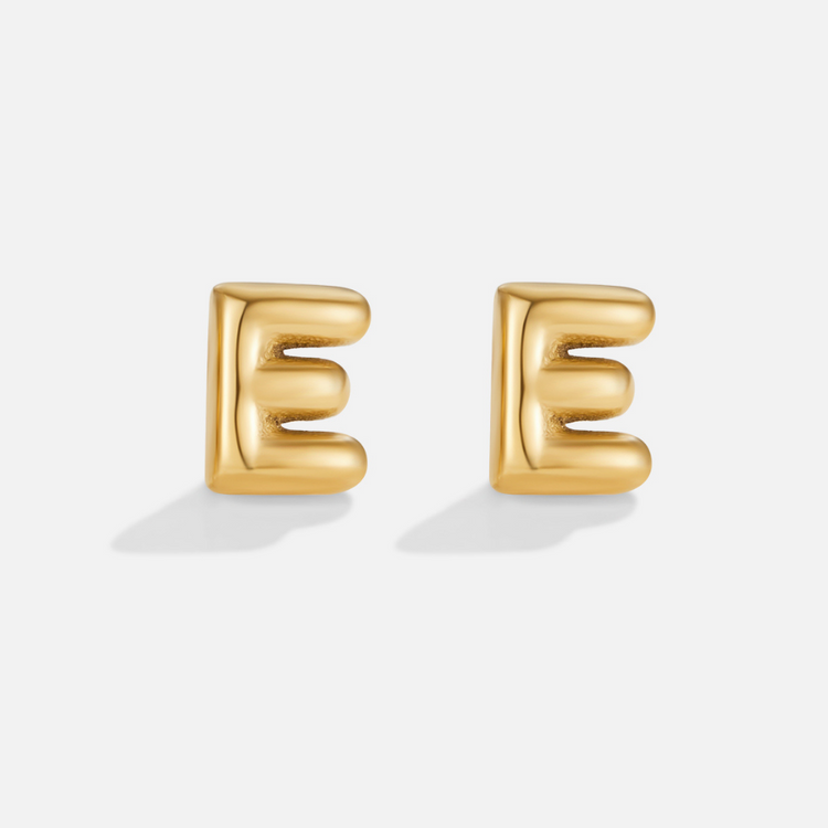 Gold Bubble Letter Earrings