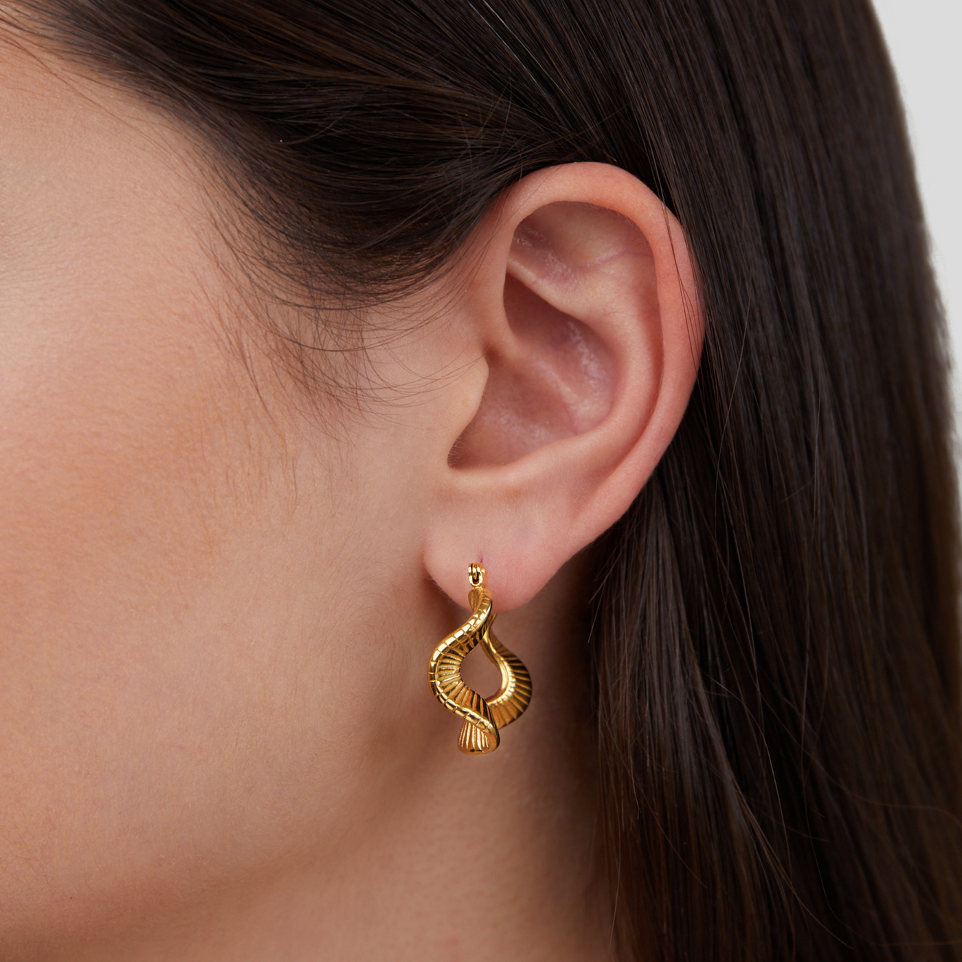 Geometric Wave Gold Hoop Earrings