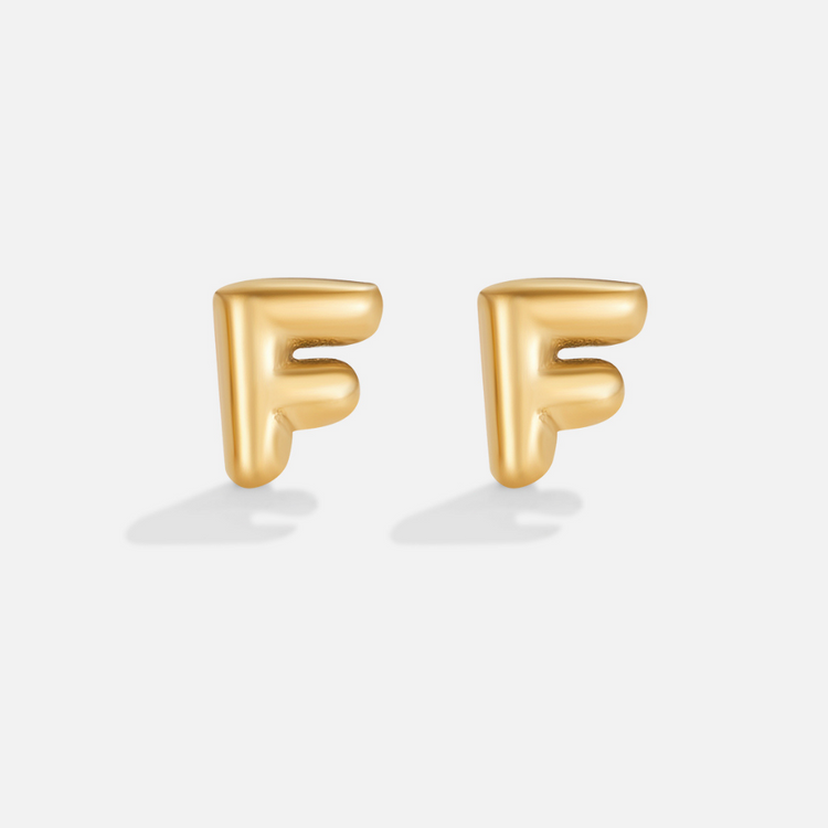 Gold Bubble Letter Earrings