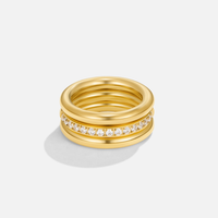 Vana Trio Gold & Crystal Ring Set