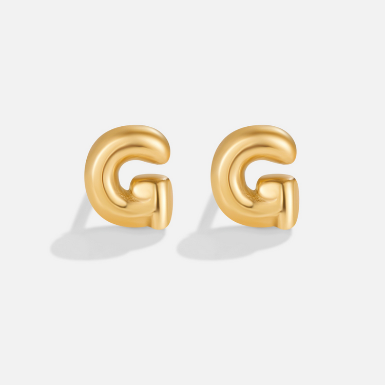 Gold Bubble Letter Earrings