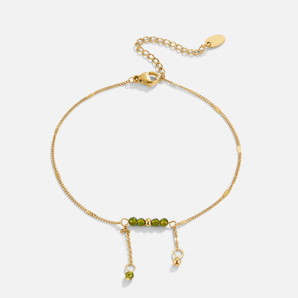 Arizona Green Bead Tassel Anklet
