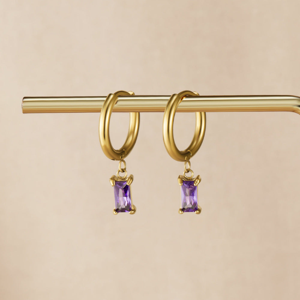 Avery Purple Crystal Drop Earrings