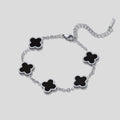 Silver Black Clover Bracelet