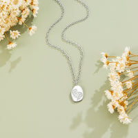 Engraved Wildflower Silver Necklace