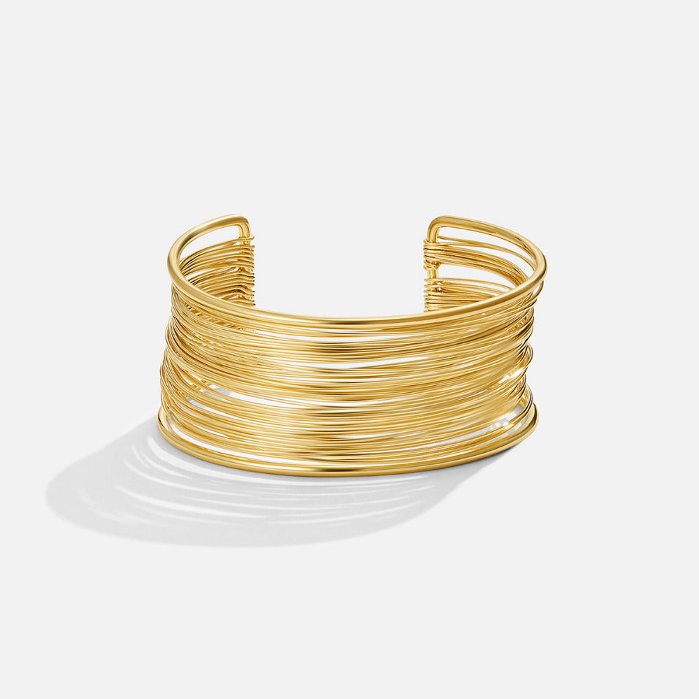 Gold Leona Wide Cuff Bangle