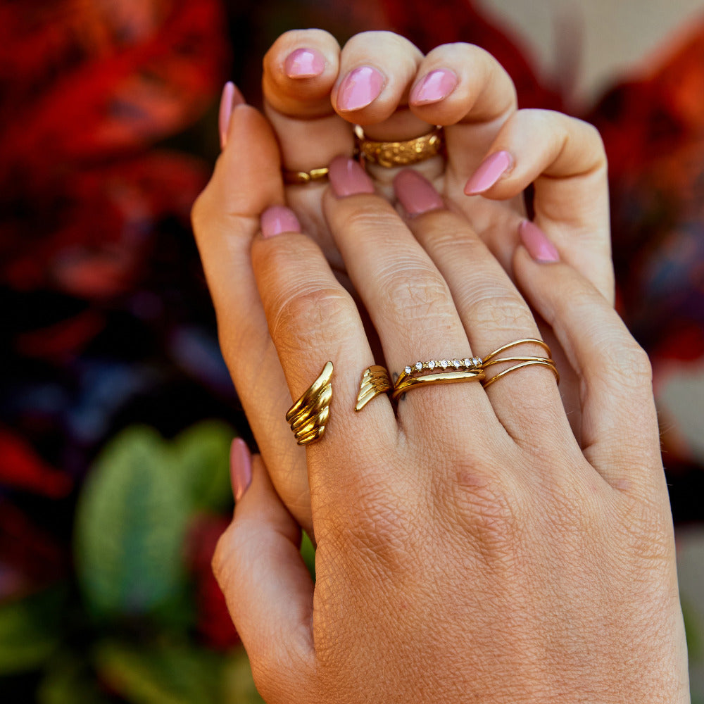Golden Angel Wing Wrap Ring – Beautiful Earth US