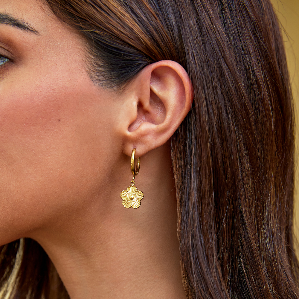 Golden Clover Hoop Earrings