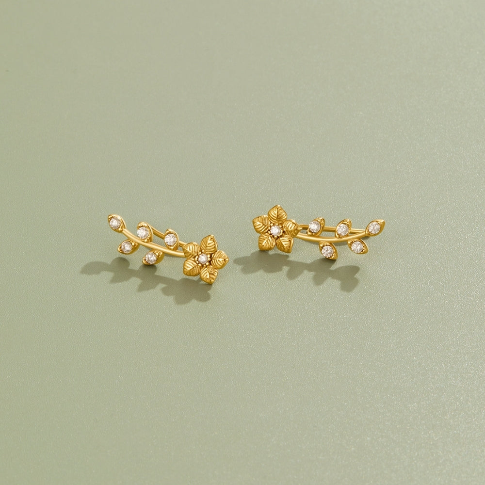 Golden Crystal Vine Earrings
