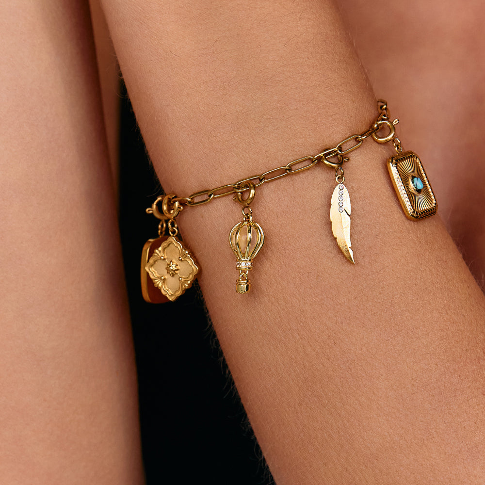 Golden Hot Air Balloon Charm