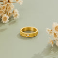 Golden Sculpted Flower Band Ring