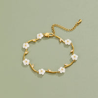 Golden White Pearl Blossom Bracelet
