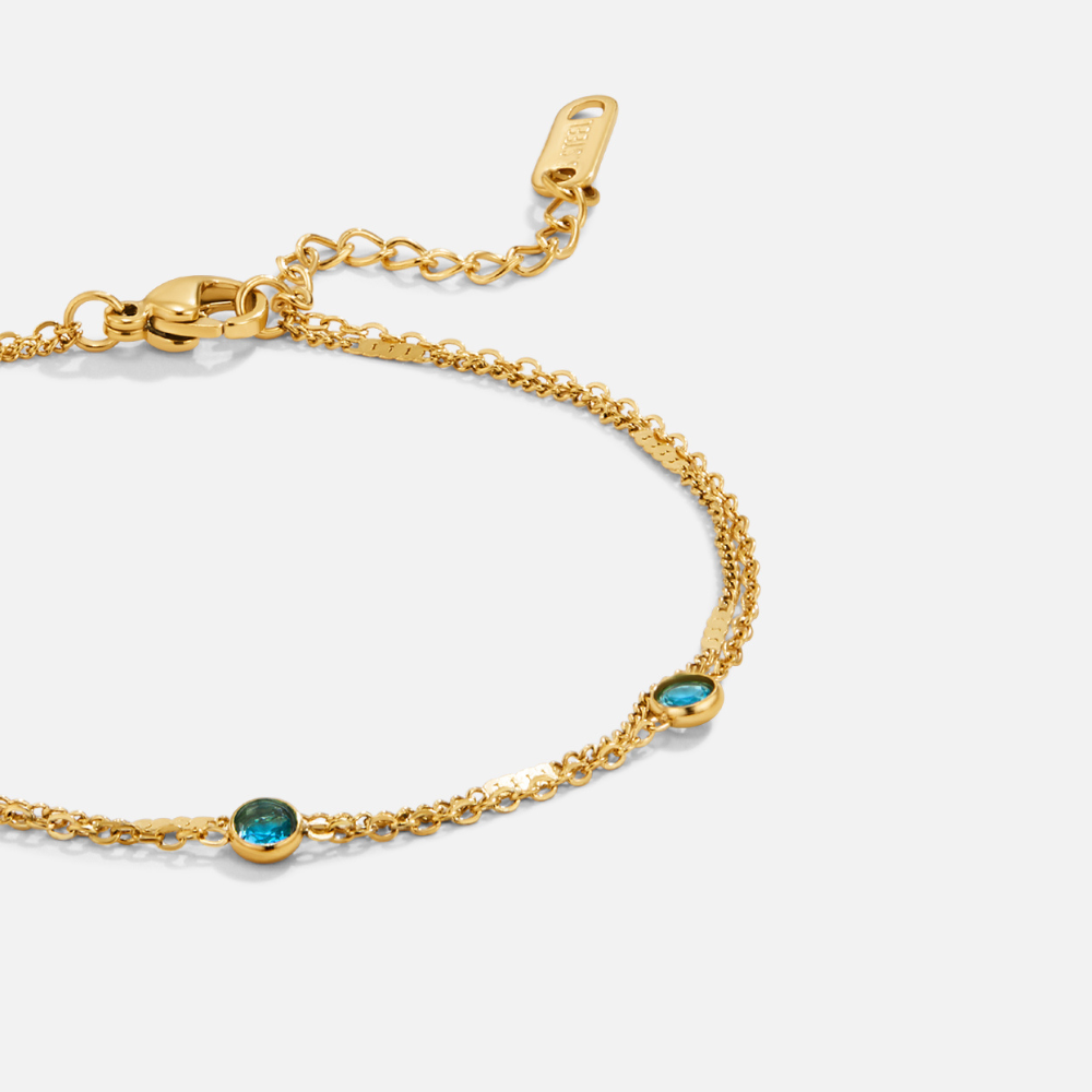 Layered Blue Athena Crystal Bracelet