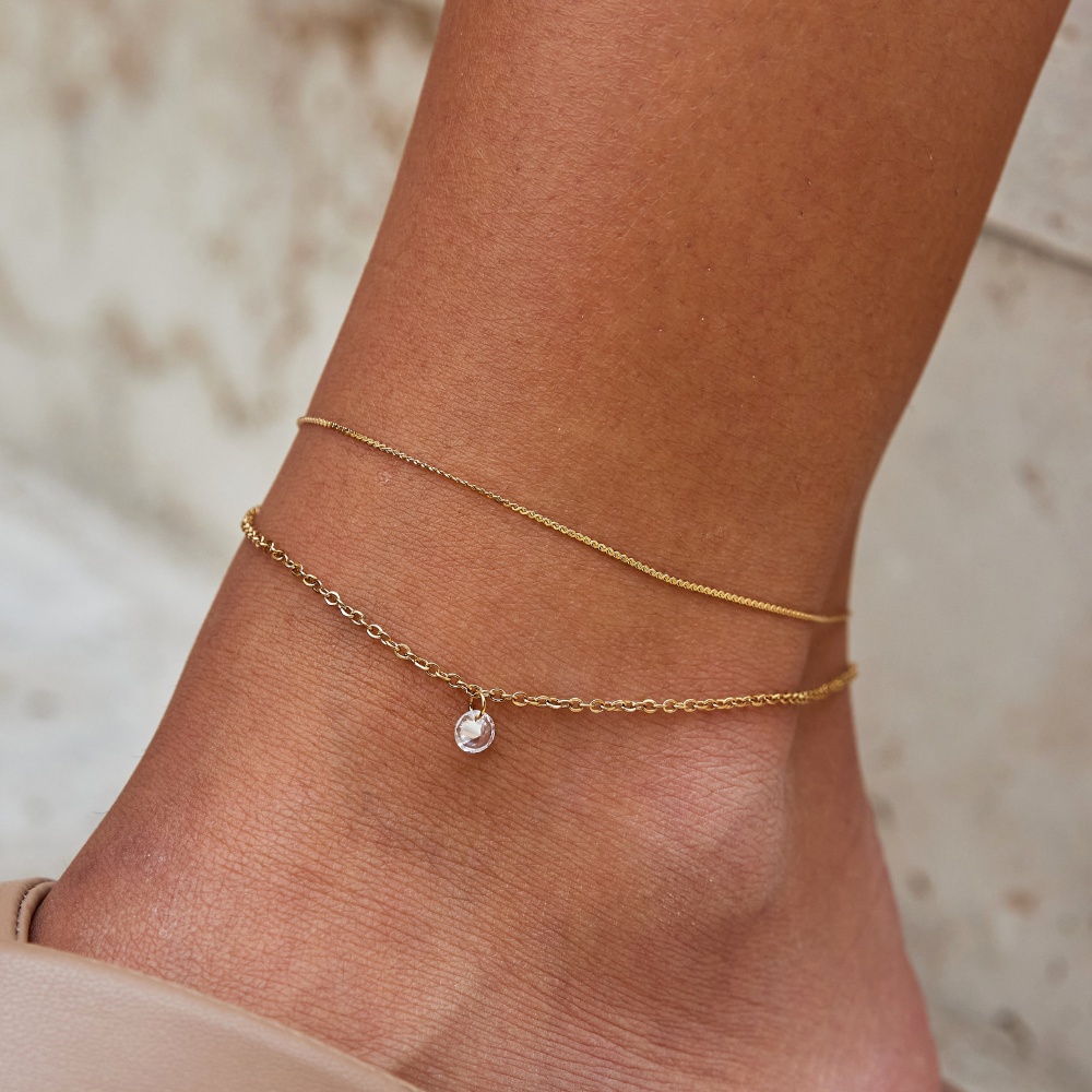 Layered Dainty Pearl Anklet