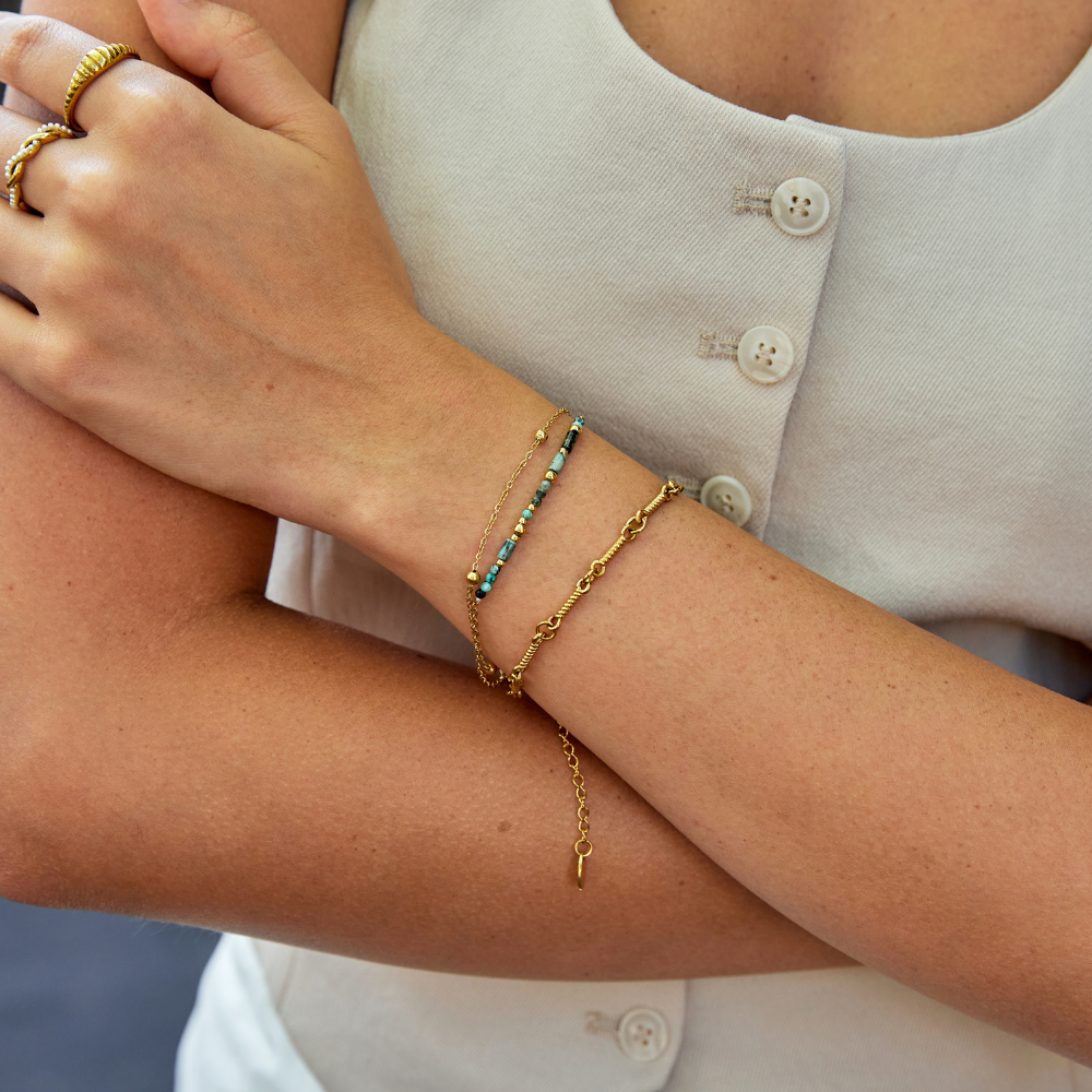 Layered Stone Beads Bracelet