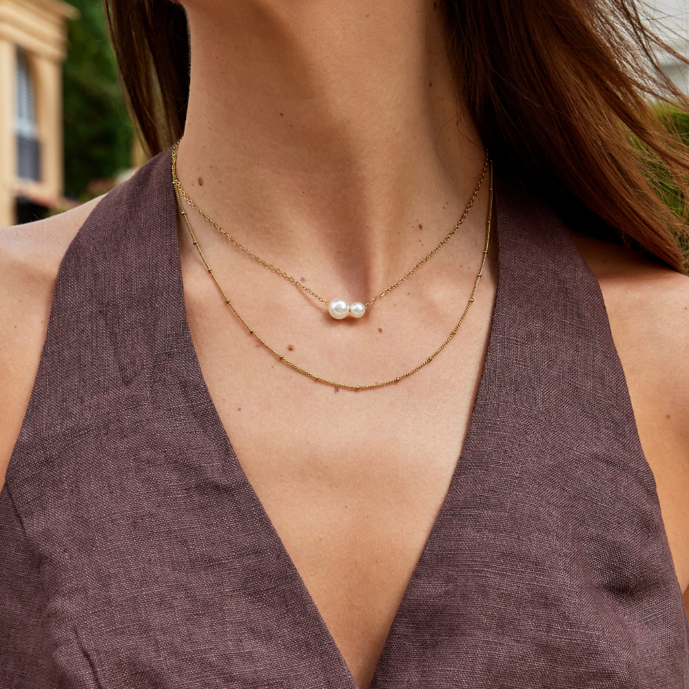 Louise Double Pearl Pendant Necklace