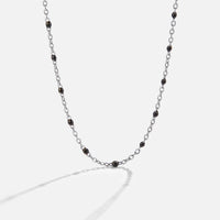 Mila Black Bead Silver Necklace