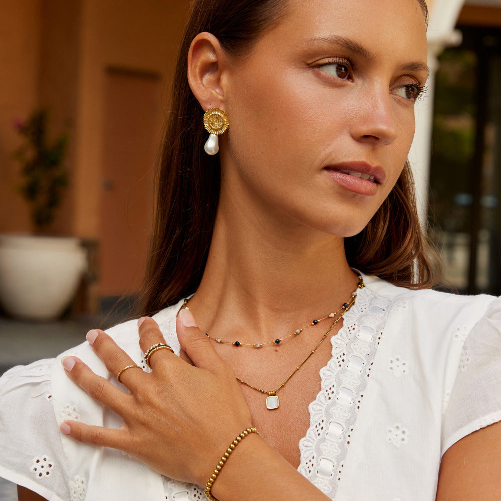 Pearl Blossom Drop Earrings