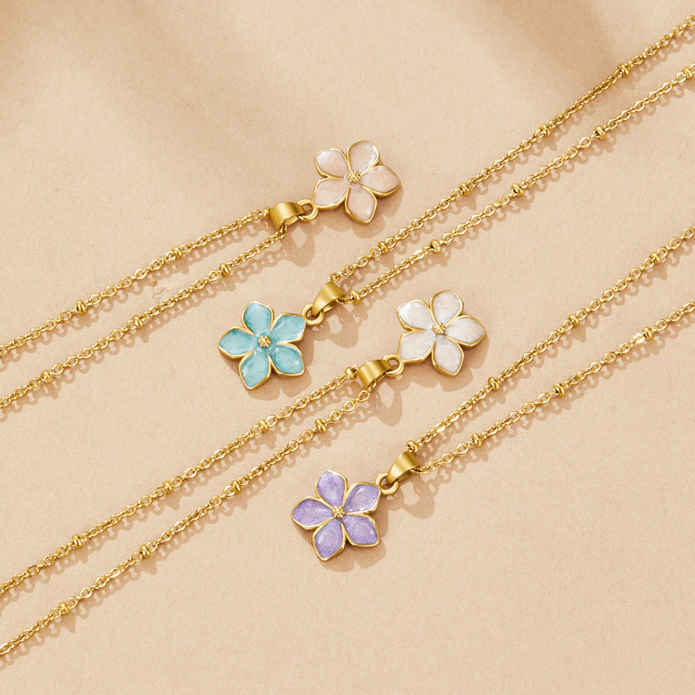 White Sakura Bloom Gold Necklace