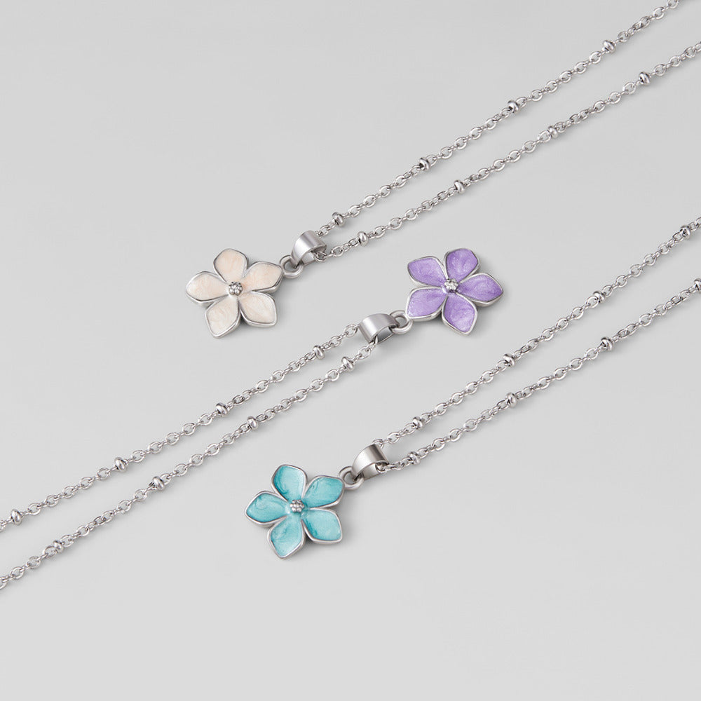 Purple Sakura Bloom Silver Necklace