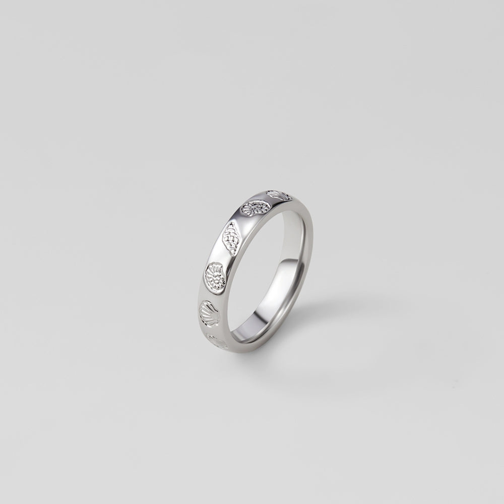 "Seascape" Engraved Silver Band Ring