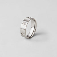 Silver Crystal Clover Band Ring