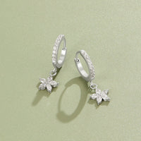 Silver Crystal Petal Drop Earrings