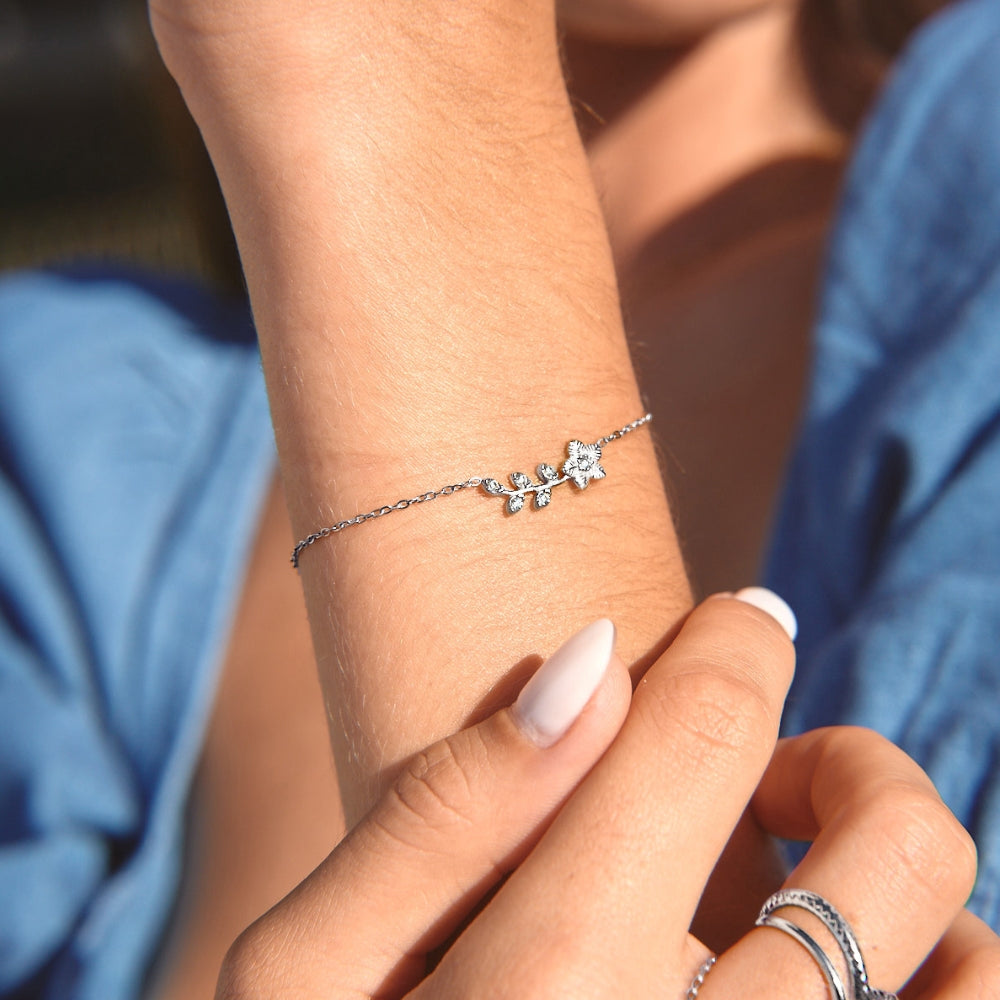 Silver Crystal Vine Bracelet