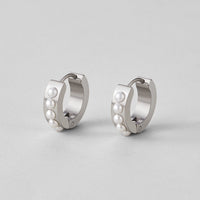 Silver Eula Pearl Hoop Earrings
