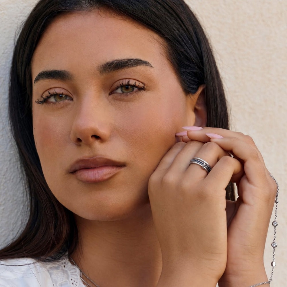 Silver Layered Kaili Blue Crystal Ring
