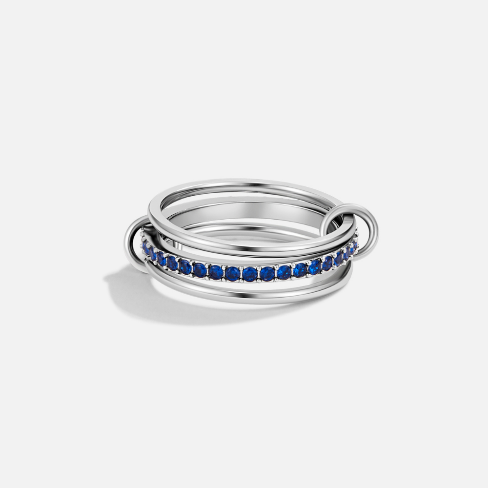 Silver Layered Kaili Blue Crystal Ring