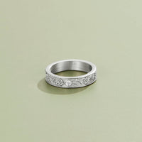 Silver Sculpted Flower Band Ring