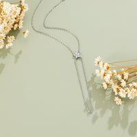 Silver & Crystal Bloom Lariat Bracelet