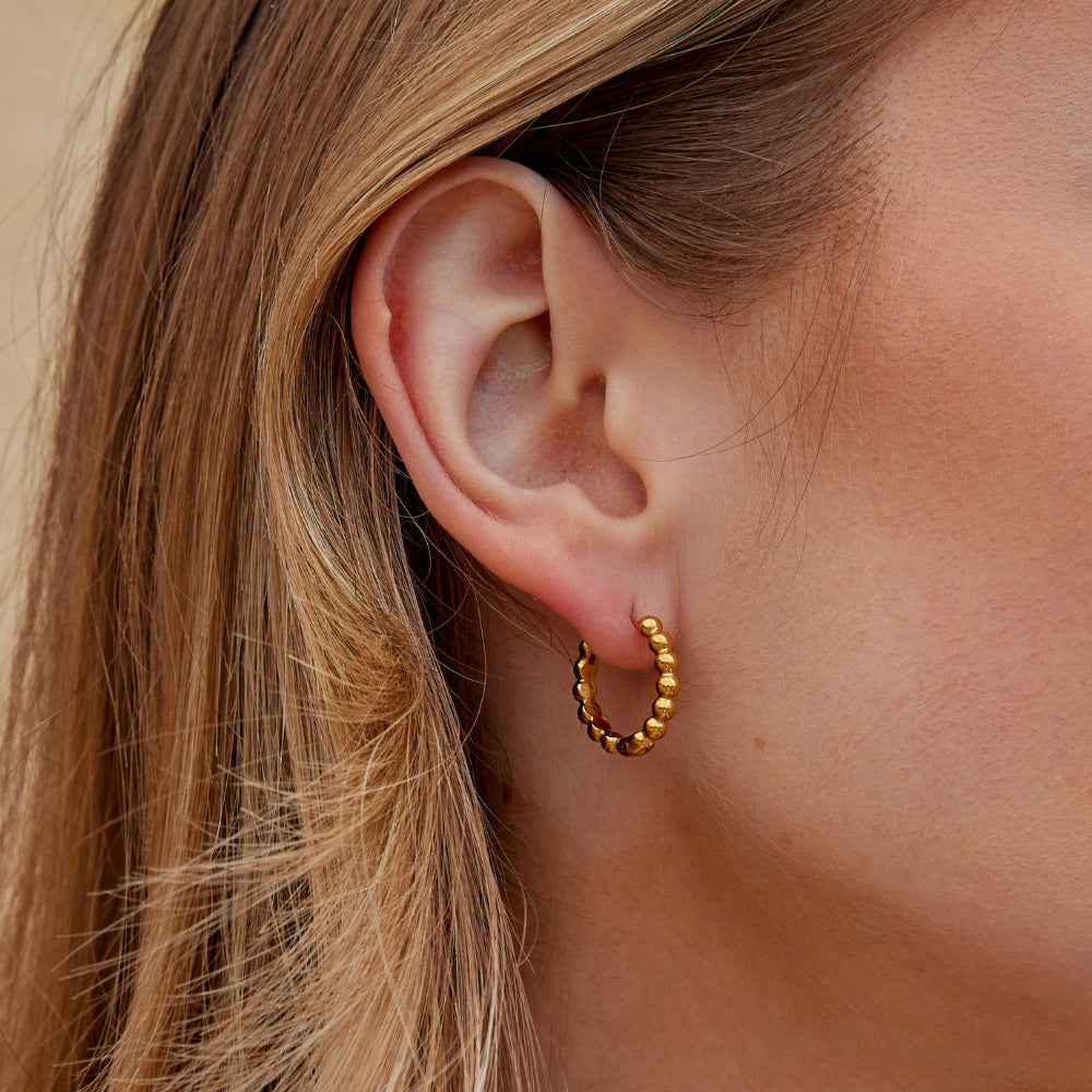 Soraya Gold Bead Hoop Earrings - Beautiful Earth Boutique