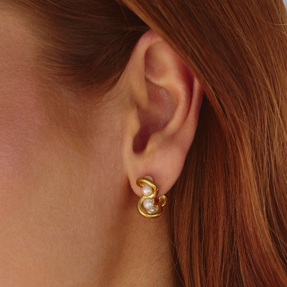 Tara Gold Entwined Pearl Earrings