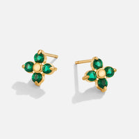 Tiny Emerald Petal Stud Earrings