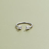 Twin Petal Silver Ring