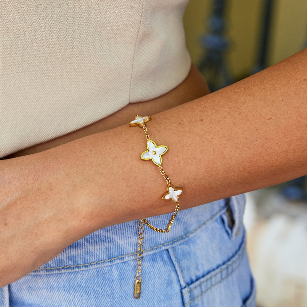 White Blossom Petal Bracelet