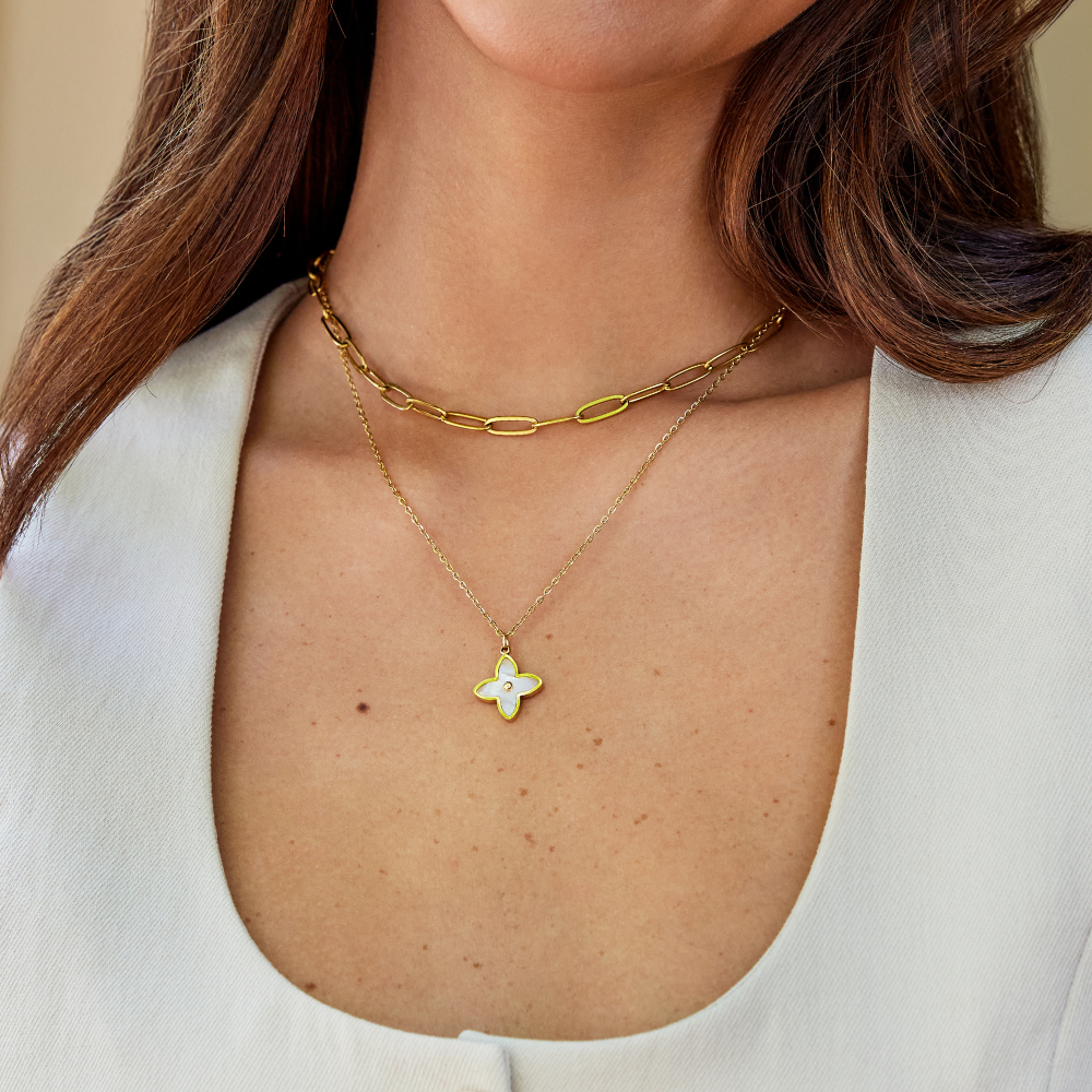 White Blossom Petal Necklace