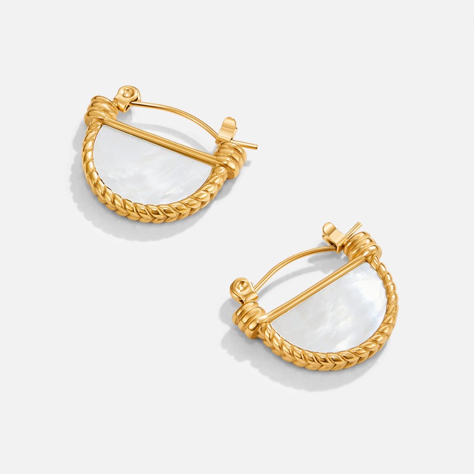 Adelfa White Shell Hoop Earrings - Beautiful Earth Boutique