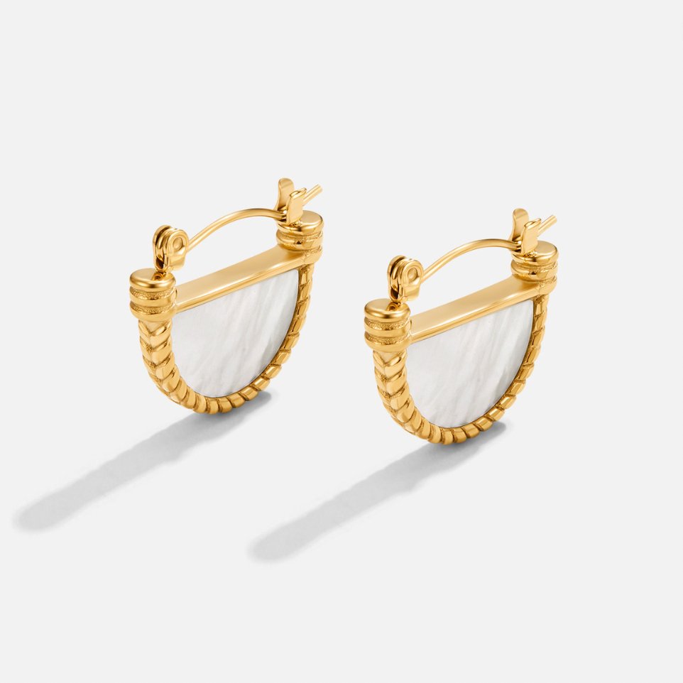 Adelfa White Shell Hoop Earrings - Beautiful Earth Boutique