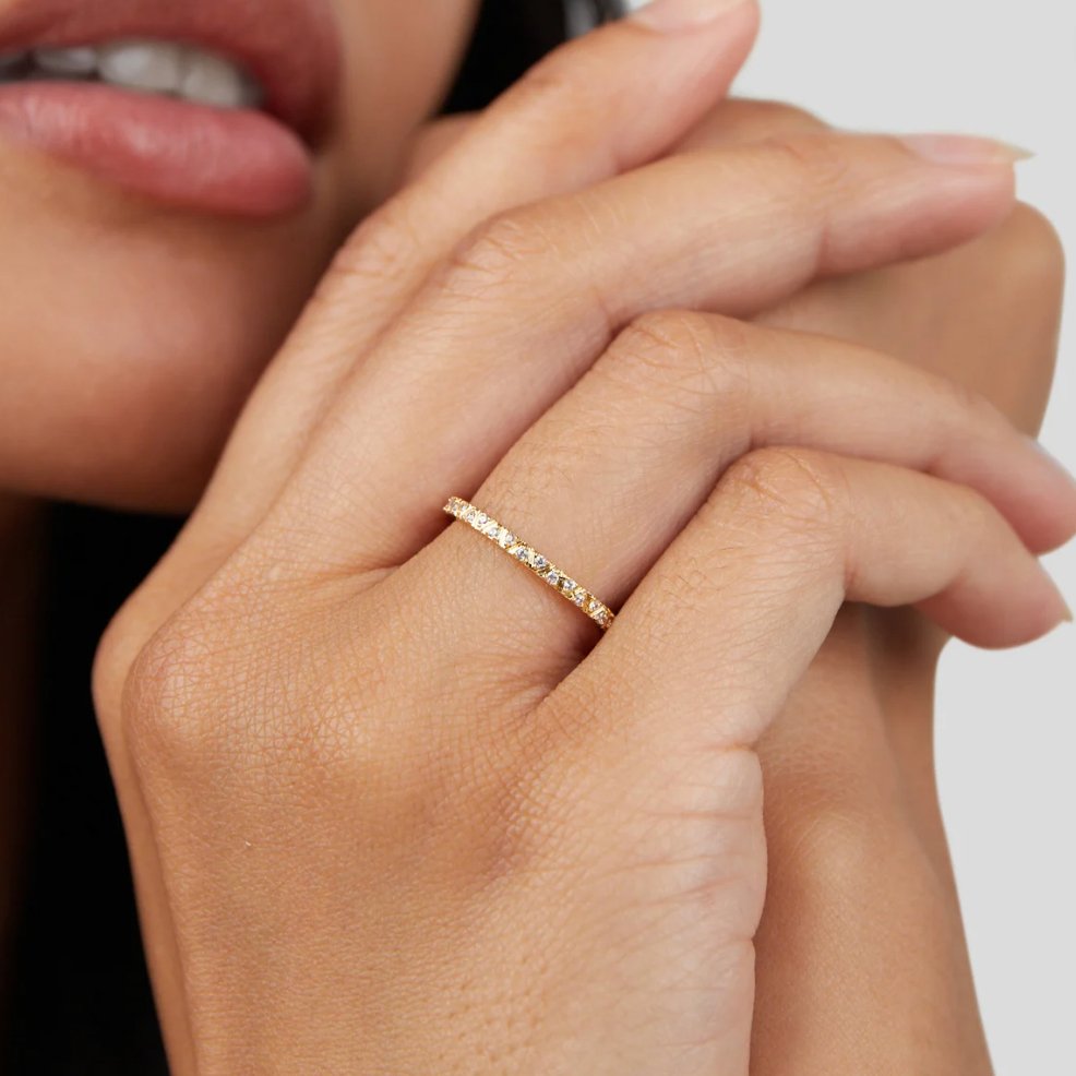 Arquette Gold & Crystal Band Ring - Beautiful Earth Boutique