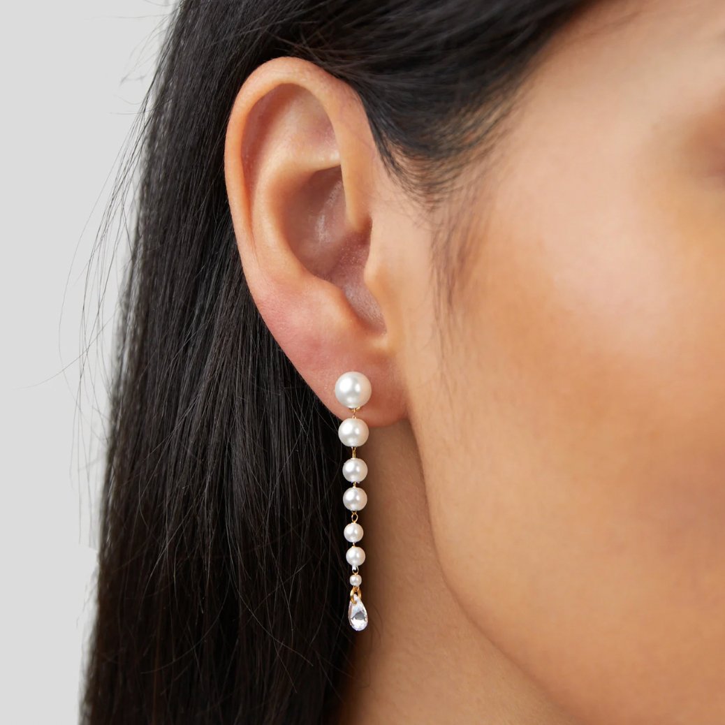 Aryella Pearl & Crystal Drop Earrings - Beautiful Earth Boutique