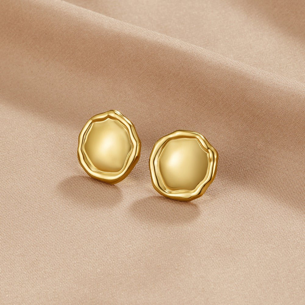 Ava Gold Button Earrings - Beautiful Earth Boutique
