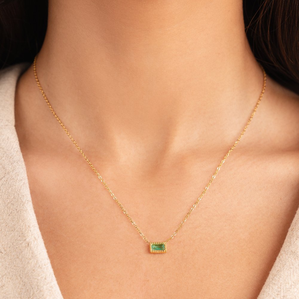 Baguette Birthstone Necklace - Beautiful Earth Boutique