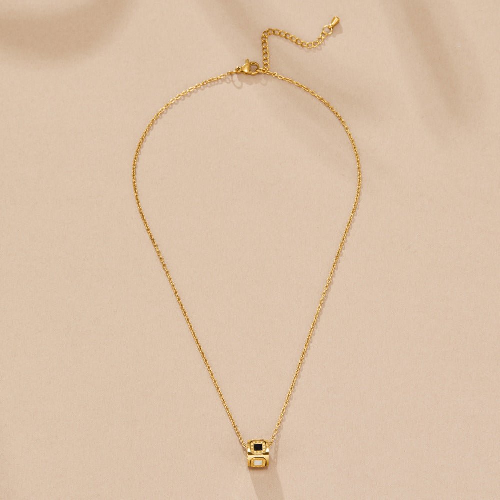 Black Agate Cube Pendant Necklace - Beautiful Earth Boutique