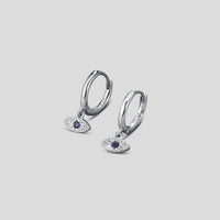 Silver Blue Evil Eye Drop Earrings