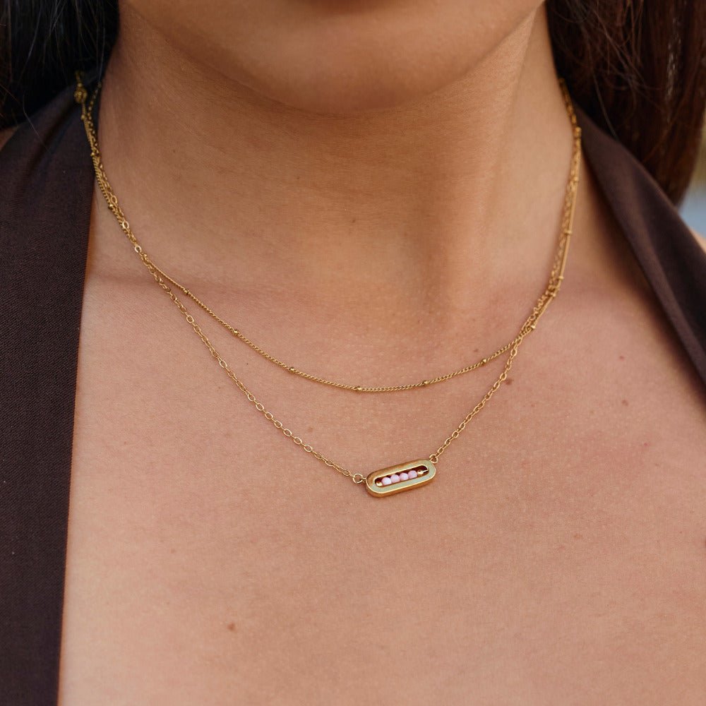 Blush Pink Bar Pendant Necklace - Beautiful Earth Boutique